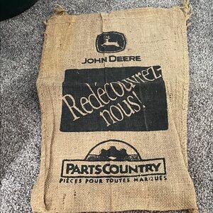 John Deere Burlap Sack with Black Graphics